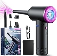 Vista 10 de Evaline Plumero de aire comprimido – 3 engranajes ajustables 100000RPM eléctrico con luz LED, ventilador inalámbrico para teclado de computadora