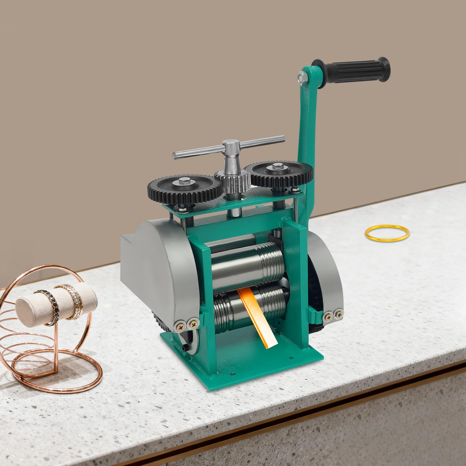 120mm Manuelle Walzwerk Schmuckwalzmaschine Tablettiermaschine Tisch-Kombiwalzwerk, Schmuck Handwalzwerk Maschine für Reparatur und DIY-Werkzeuge
