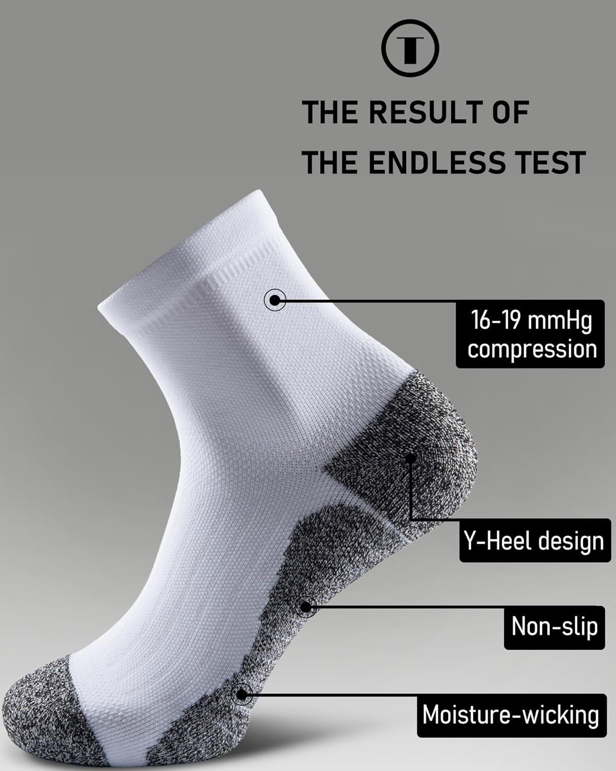 Quarter Compression Socks for Men Women, Cushioned Running Hiking Socks - Image 4