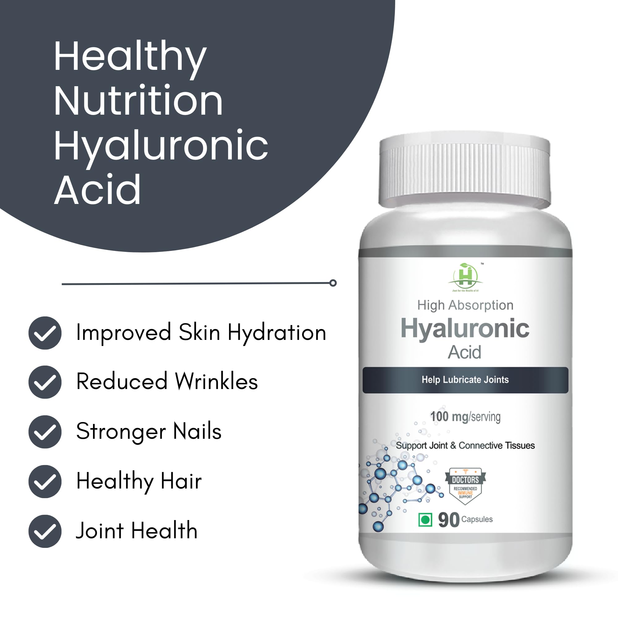 Healthy Nutrition Hyaluronic Acid - Hair Skin Vitamins Supplement-Veg -90 Caps 2