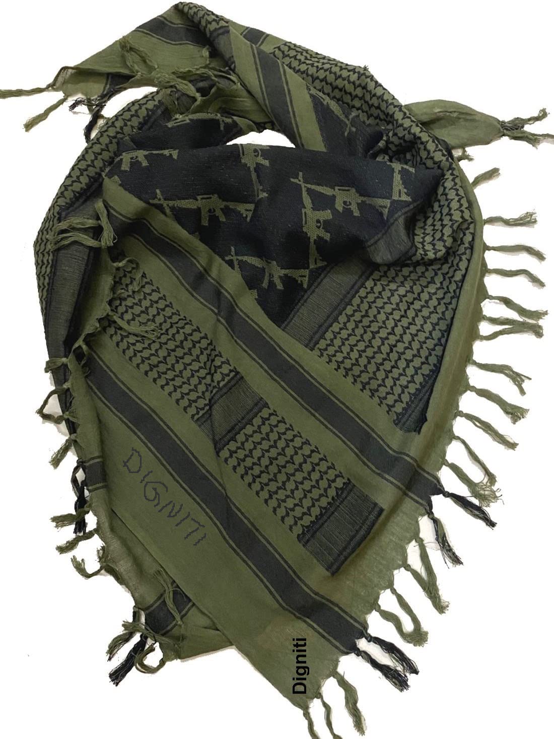 Army Scarf Shemagh Military Cotton Green with Black Reversible Arab Scarf - Can Be Used Both Sides - Afgani Patka Indian NCC Commando-image-31