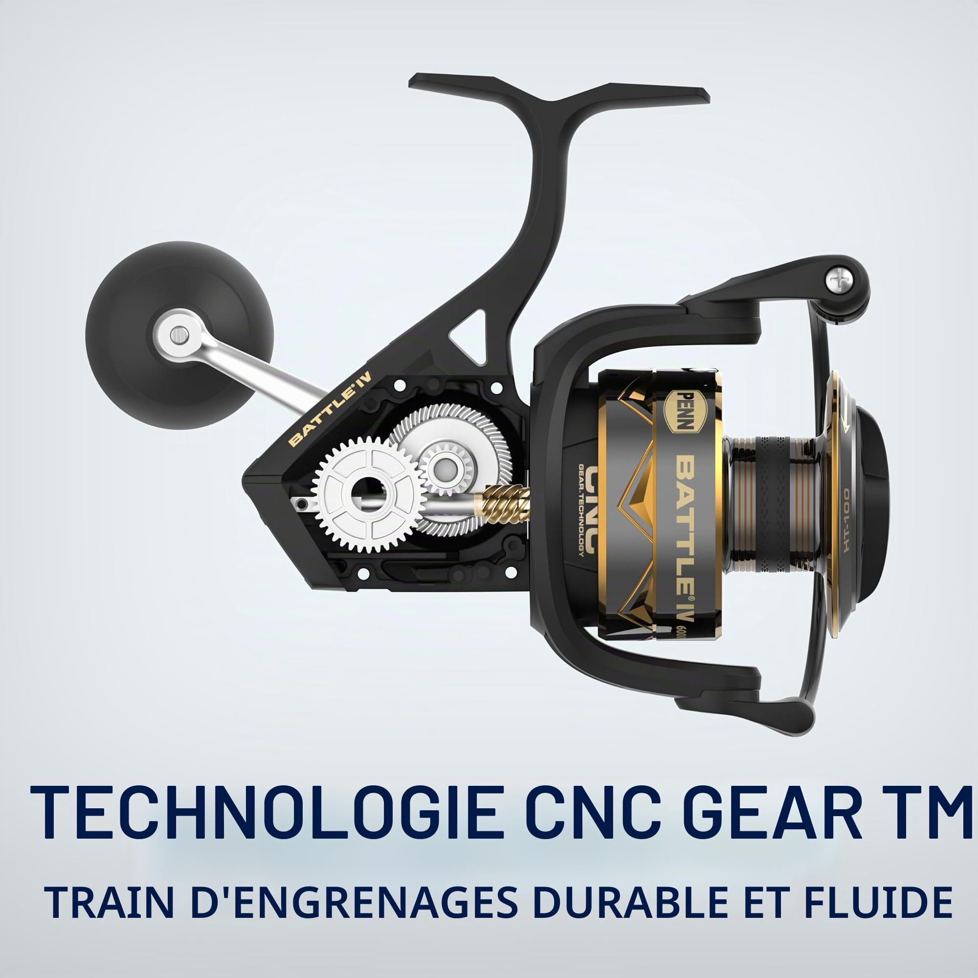 Penn Kit de Moulinet de Combat, Taille 5 000, Comprend Un Couvercle de Moulinet et Une Bobine de Rechange en Aluminium anodisé, Position de la poignée Droite/Gauche, système de Frein Avant HT-100