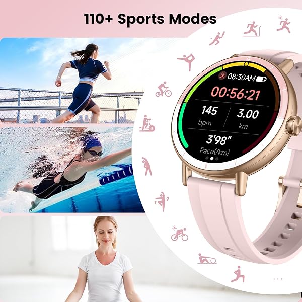 Visita la tienda de Cillso Reloj Inteligente Mujer, 1.27" HD Smartwatch Mujer con Llamadas Bluetooth, 2026 Smart Watch con Pulsómetro/Monitor de Sueño/Podómetro, IP68 Pulsera Actividad con 110+ Modos Deportivos para Android iOS in use