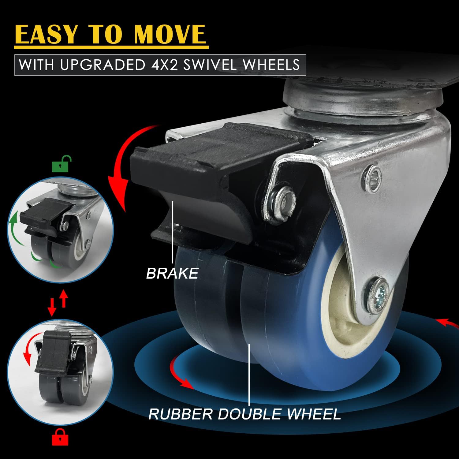 Adjustable Refrigerator Stand Portable Washer Dryer Stand Roller Washing Machine Dolly Pedestal Base Cabinet with 4 Locking Rubber Swivel Wheels and 4 Feet