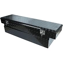 72 X 21 X 19 Inch Black Aluminum 5 Bar Tread Tool Box Truck Car Outdoor Trailer Pickup Underbody Toolbox, RV Storage Organizer, Underbed Tools Organizer W/Lock Latch w/Keys