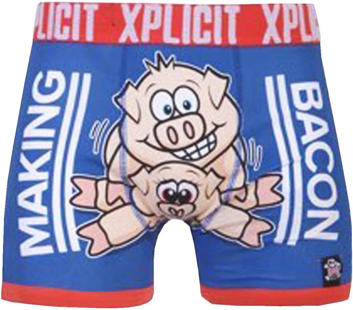 2k17July Mens Boys Xplicit Designer Rude Novelty Boxer Shorts Trunks Funny Gift Underwear[Blue,M]