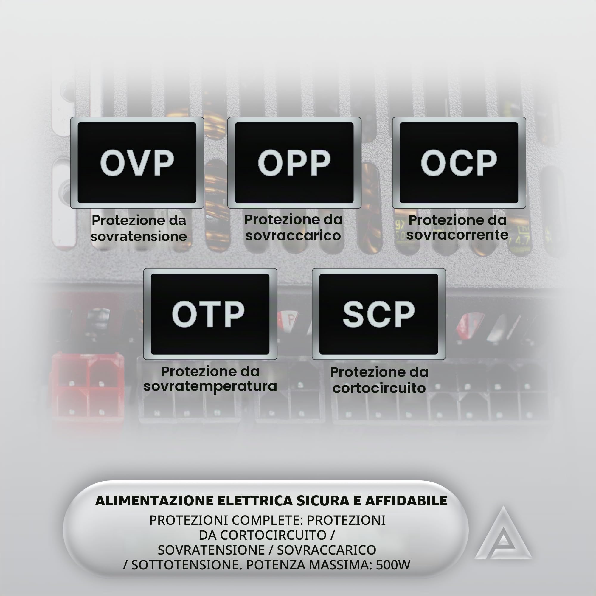 Apevia ITX-Flex ATX/1U 500W Alimentatore completamente modulare, PFC attivo a gamma completa 90-264V, CA per sistema POS AIO Desktop Gaming Server fattore di forma ridotto