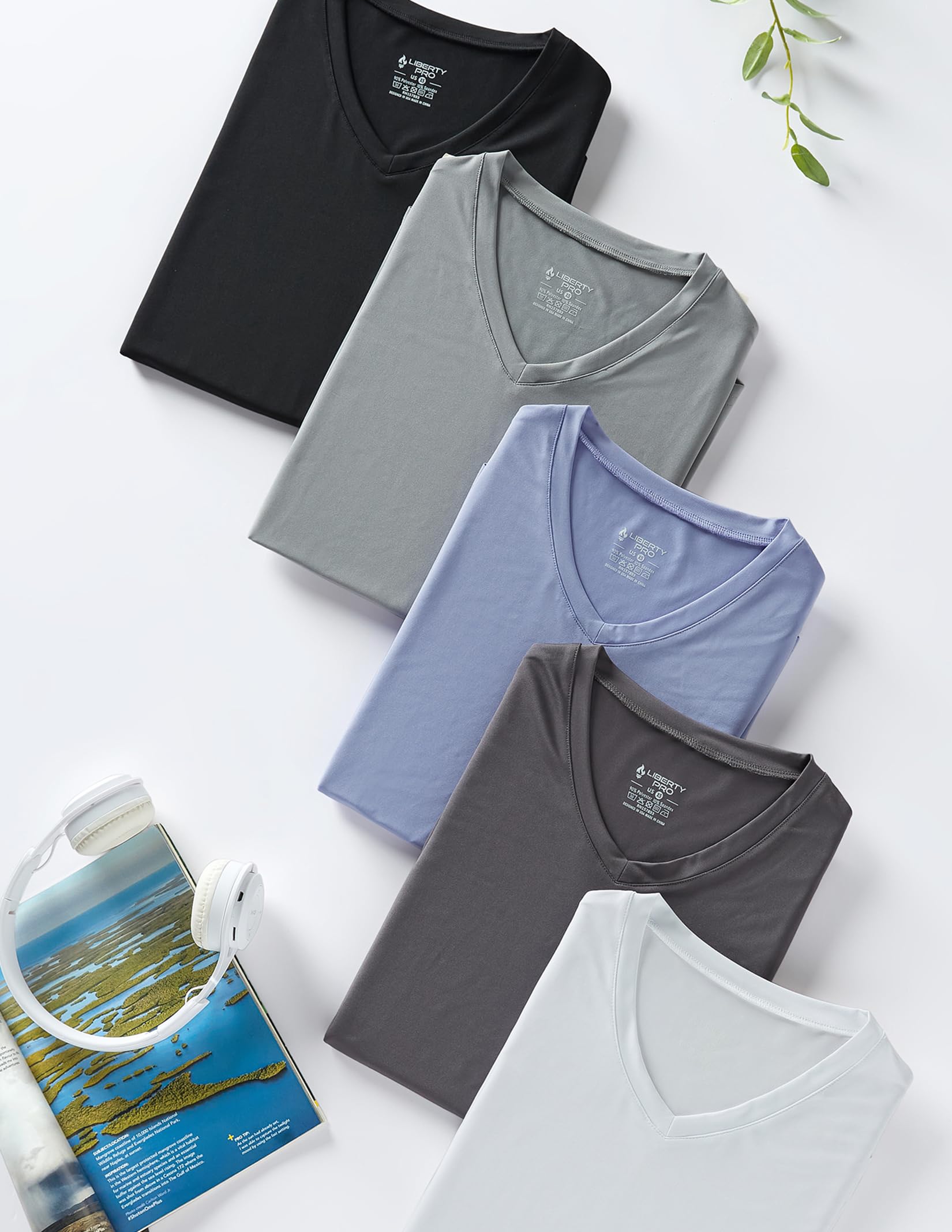 Lot de 5 t-shirts à manches courtes pour femmes, t-shirts d'entraînement athlétiques pour la gym, le yoga, la course à pied