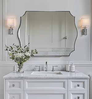 ANDY STAR Chrome Bathroom Mirror, 30x40 Inch Large Polished Chrome Mirro...