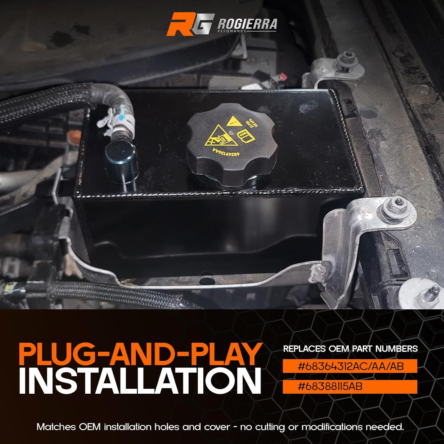 Aluminum Coolant Tank for Jeep Wrangler JL/JLU (2018+) & Gladiator JT 2.0L/3.6L (2020+) - Replaces OEM #68364312AC