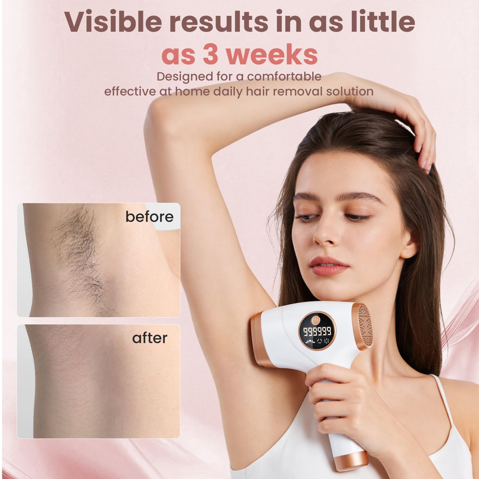 IPL Haarentfernungsgerät mit Kühlfunktion für Zuhause, 5 Energiestufen und 2 Modi, geeignet für Frauen und Männer zur Anwendung an Gesicht, Legs Hair Remover Electric.