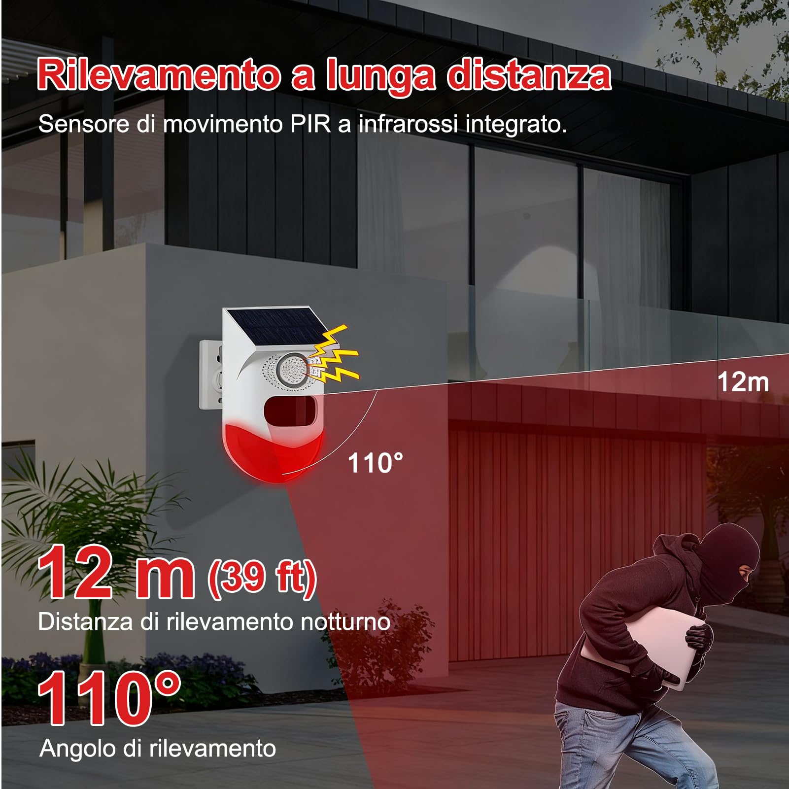 Repellente per cinghiali con chiamate vocali, allarme solare a infrarossi per esterni, impermeabile, sensore repellente per cinghiali