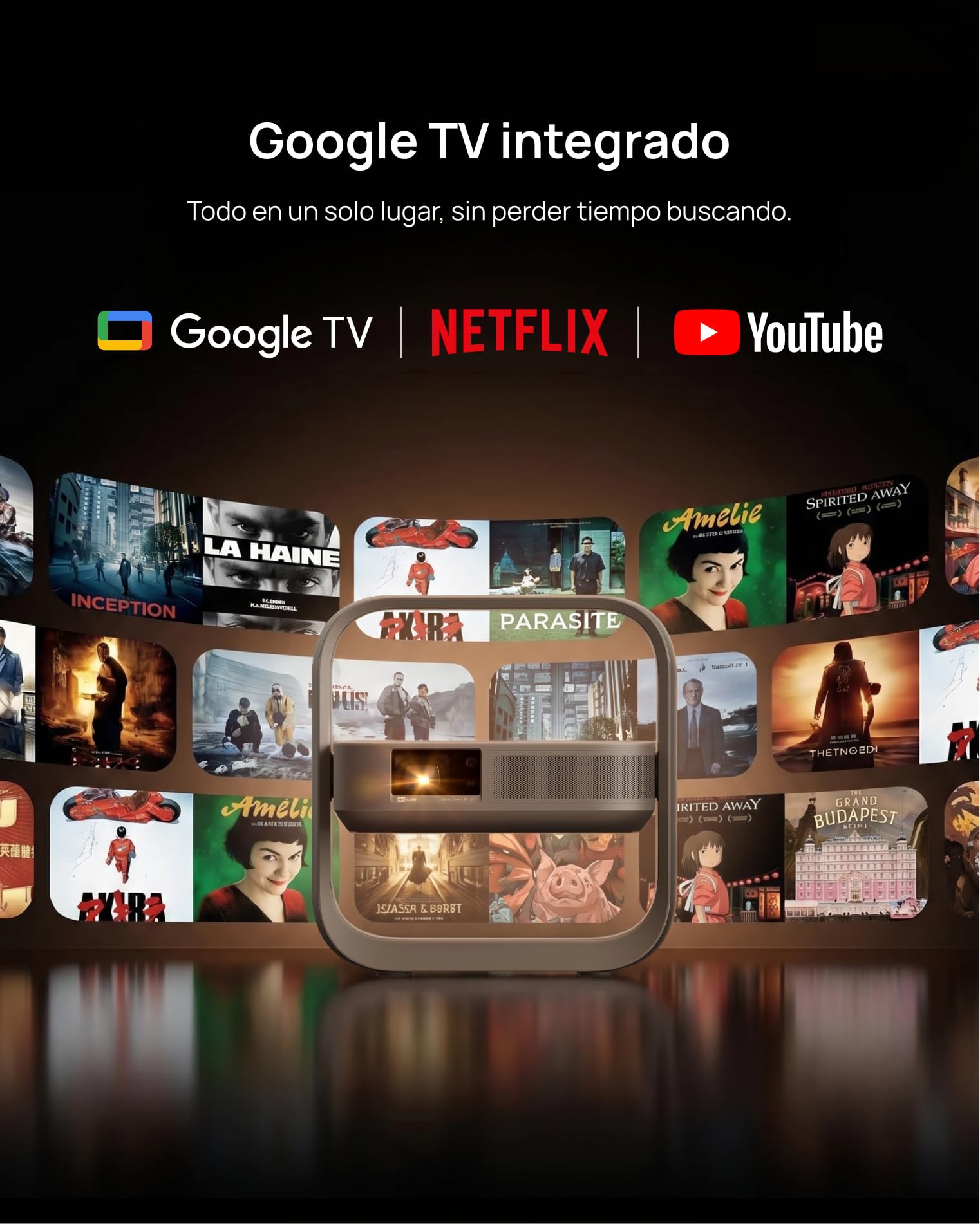 XGIMI Elfin Flip 4K Proyector Portátil, RGB Láser Triple, Exterior y Jardín | 1600 Lúmenes ISO, Google TV y Netflix, Zoom Óptico 0.98-1.3:1, Protección Ocular, Harman Kardon, Enfoque, Mini, Cine en Casa