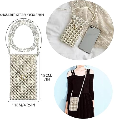 Miniatura 4 de Bolso de lujo con perlas, bolso de cadena, bolso cruzado de perlas artificiales hecho a mano, bolsas de noche para fiestas, bodas, fiestas