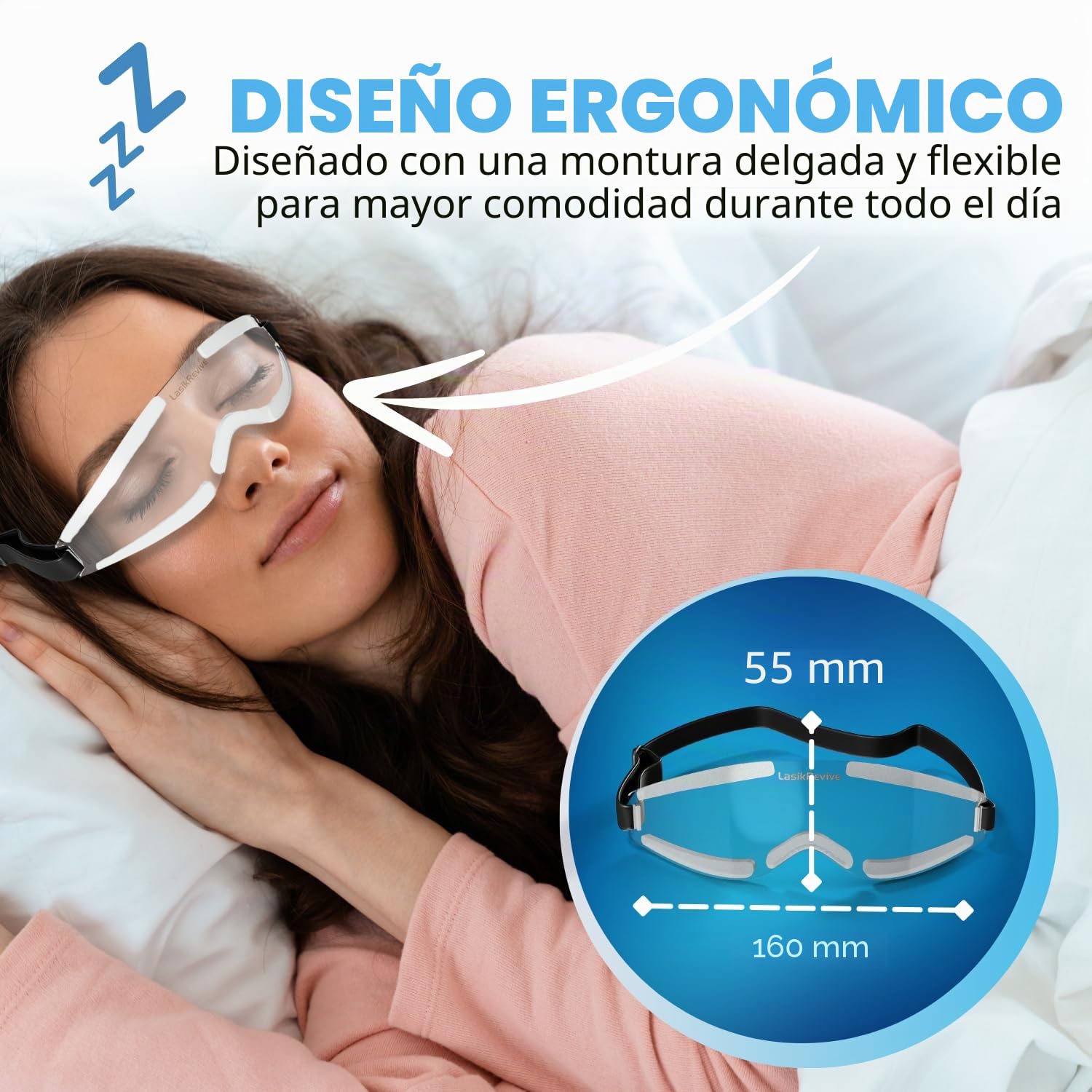 Gafas protectoras para dormir Post-LASIK: lente de policarbonato ultra transparente con acolchado sin látex, puente nasal, bordes redondeados y un perfil delgado para mayor comodidad