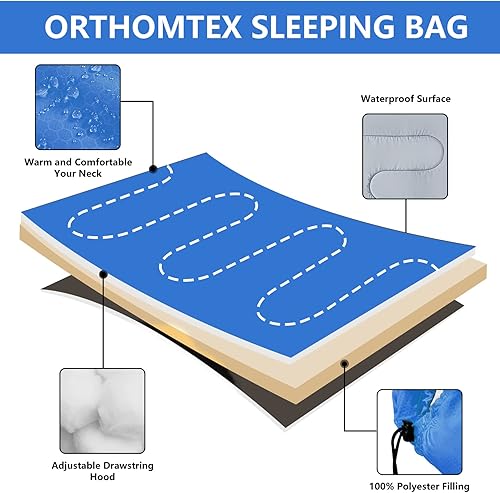 Miniatura 2 de Sacos de Dormir para Adultos, Niños y Niñas - Saco de Dormir Ligero Impermeable para Clima Cálido y Frío con Mochila Compacta, Ideal para 3-4