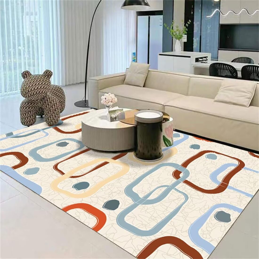 Tapis de salon bleu 130X190CM rectangulaire et irrégulier minimaliste pour chambre enfant