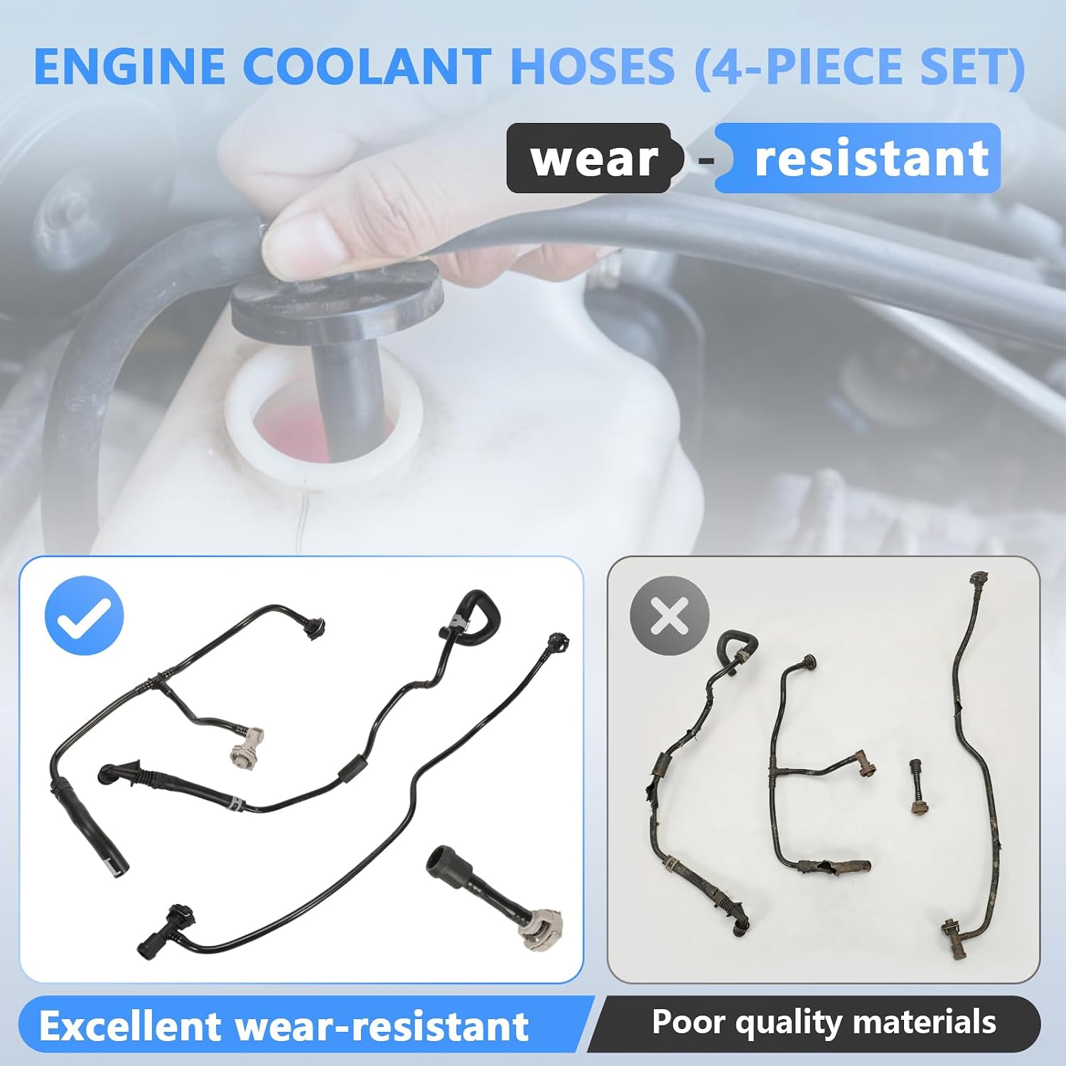 4 PCS Coolant Radiator Reservoir Tank Overflow Hose Compatible with 2016-2025 A4, A5, S4, S5 2015-2026 A6, A8, Q5, Q7 Coolant Hose Kit OEM 8W0121081BL, 8W0121081BK, 8W0121081AN, 06L121081K
