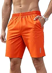 Shorts masculinos de secagem rápida com cintura elástica com bolsos para academia, corrida, esportes