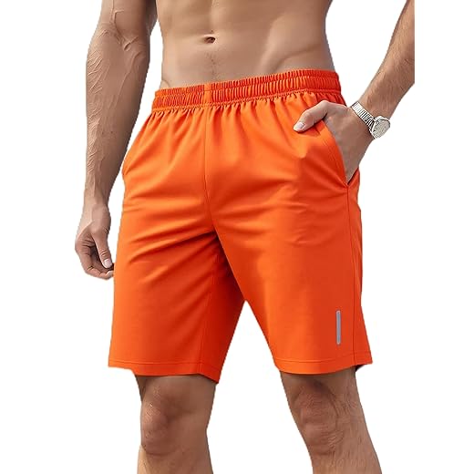 Shorts masculinos de secagem rápida com cintura elástica com bolsos para academia, corrida, esportes