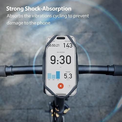 Miniatura 3 de Bone Bike Tie 4 Pro Max, Mountain Bike Phone Mount for Stem & TU-Shaped Handlebars, Scratch-Free & Shock-Absorbing Silicone Dual-Strap, MTB Cycling