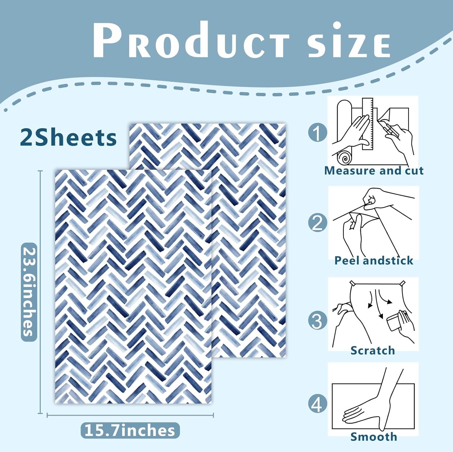 Peel and Stick Wallpaper Blue and White Line Wallpaper Watercolor Self Adhesive Removable Wall Paper Morden Stripe Contact Paper Vinyl Film Stickers for Cabinets Bedroom Bathroom Drawer,15.7" x 47.2"