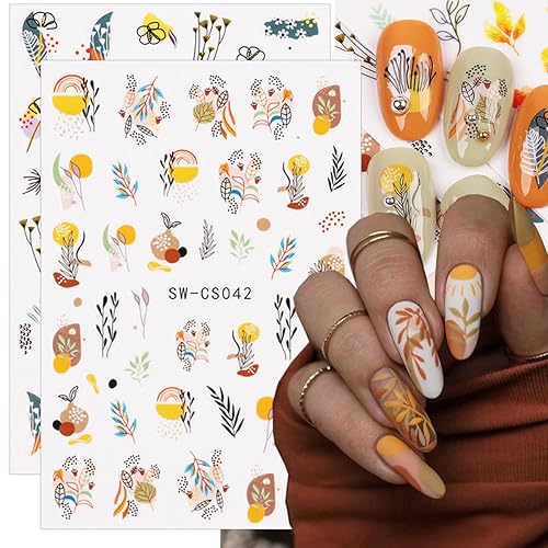 Miniatura 5 de Calcomanías de arte de uñas de otoño, hojas de arce 3D, calcomanías de uñas de día de pavo, hojas de otoño amarillas, calcomanías autoadhesivas para