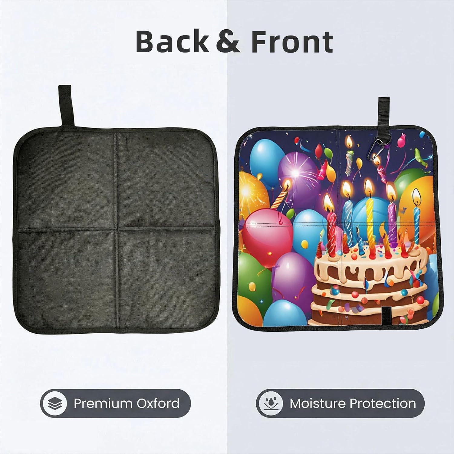 (Happy Birthday) Sitting Pad Foldable Seat Cushion Lightweight Camping Seat Mat with Hook for Outdoor Hiking Picnic Camping
