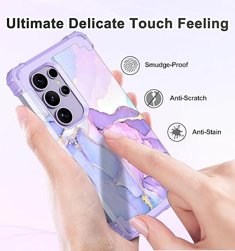 Miniatura 6 de Hekodonk Funda para Galaxy S24 Ultra, resistente a prueba de golpes, policarbonato duro, goma de silicona suave, 3 en 1, híbrida de cuerpo completo,