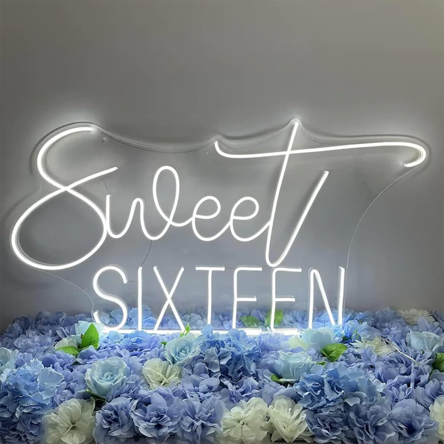 Sweet 16 Neon Sign Custom LED Neon Light Sixteen Birthday 16Th Birthday Party Decoration Home Decor 16 Years Personalized Neons Gift for Boy Girl Size:23inch(White)