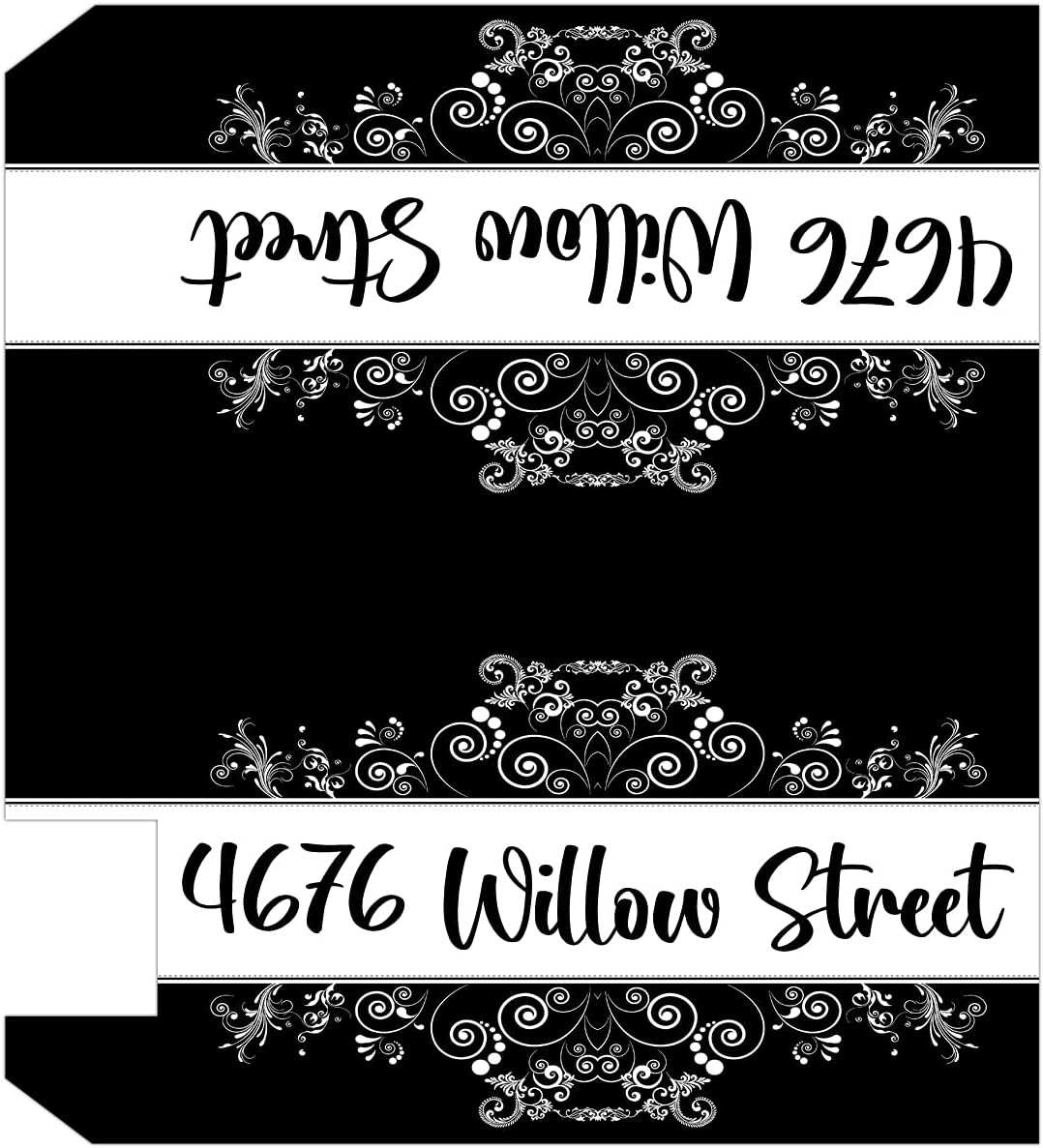 VWAQ Personalized Floral Mailbox Magnetic Cover Custom Address - PMBM17 (20.5" H X 18.25" W, Black)