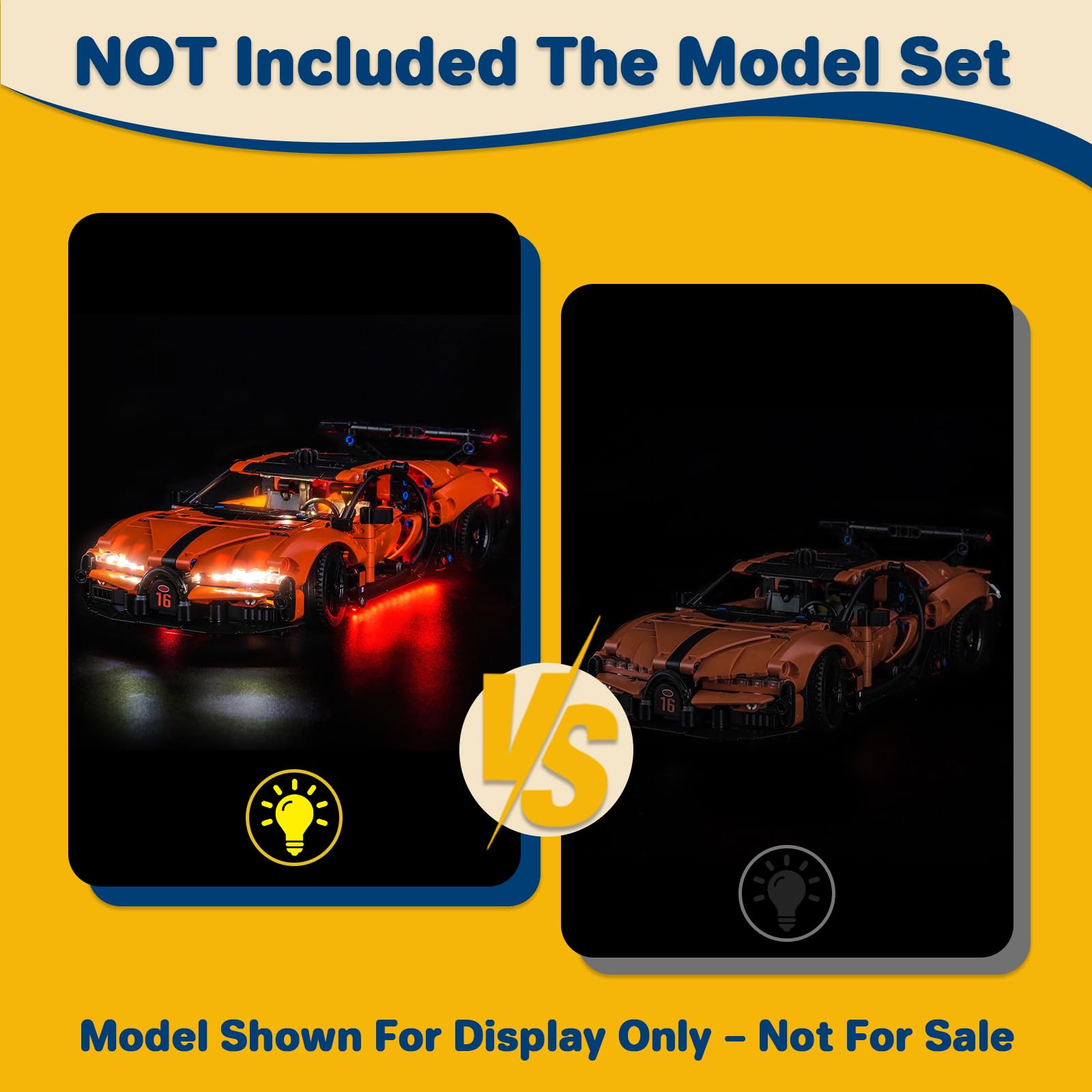 LocoLee Led Light Set Compatible with Lego 42222 Bugatti Chiron Pur Sport Hypercar Led Decoration Lighting Kit Compatible with Lego Technic 42222 Building Blocks Model,Only Lights Set,No Model - Image 4