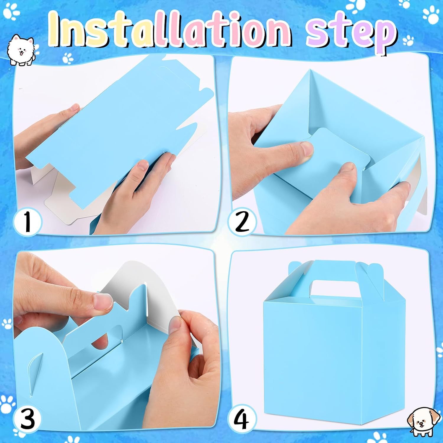 Patelai 36 Pcs Adopt Dog Party Favor Boxes Dog House Shaped Boxes with Holes Handle Foldable Treat Gift Case for Puppy Pet Adoption DIY Crafting Birthday Halloween Party Supplies (Multicolor)