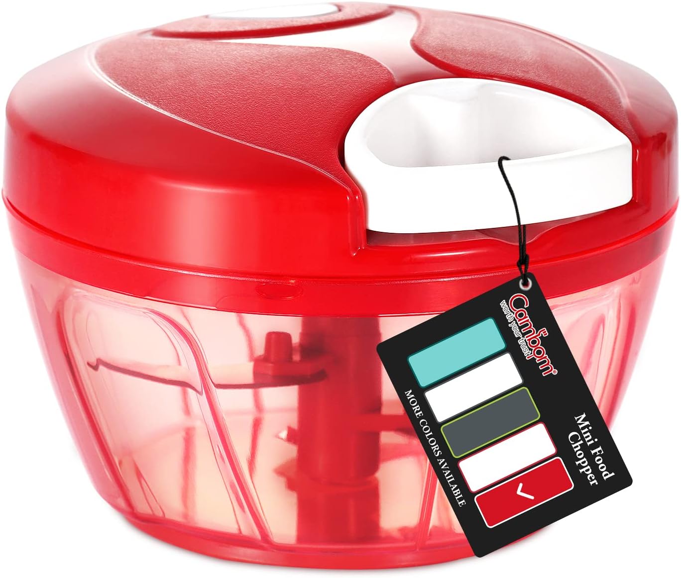 CambomManual Food Chopper Vegetable Cutter, Hand String Vegetable Chopper Onions Cutter for Vegetable Fruits Nuts BPA Free Food Safe Material, 550ml Red