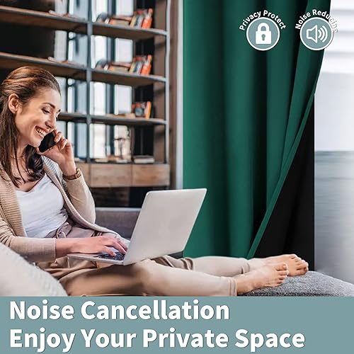 Miniatura 5 de BGment - Cortinas con aislamiento térmico para habitación, 100 % opacas, con forro negro, cortina de doble capa con ojales, reduce el ruido (42 x 84