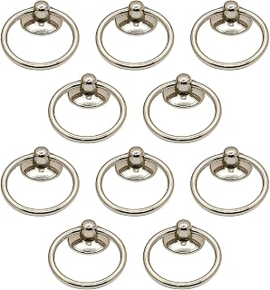 Morobor 10pcs Round Metal Ring Drawer Pulls, Vintage Single Hole Handle Knobs for Cabinet, Drawer, Dresser, Cupboard, Wardrobe, Silver