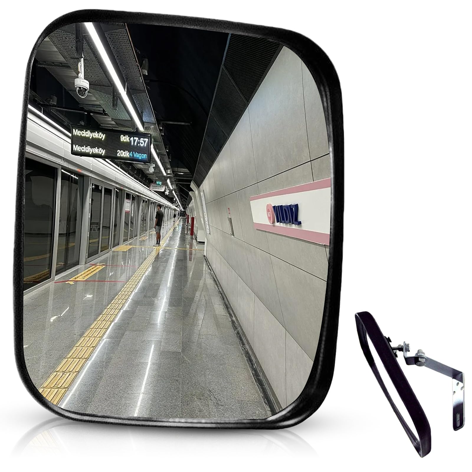 Miroir de Circulation Convexe, 16x19 cm Miroir de Sécurité Convexe, Miroirs Routier Extérieur, Réglable Miroirs Convexes avec Support Grand Angle pour Garage Allée Magasins Usage Intérieur Extérieur