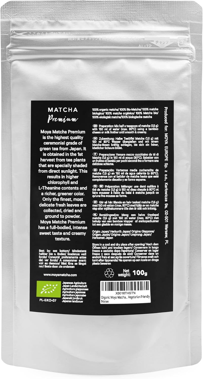 Moya Matcha Ekologiskt Grönt Tepulver | 100g Premium Ceremoniell Klass (I) | Odlad och skö - Analyse des détails et conception