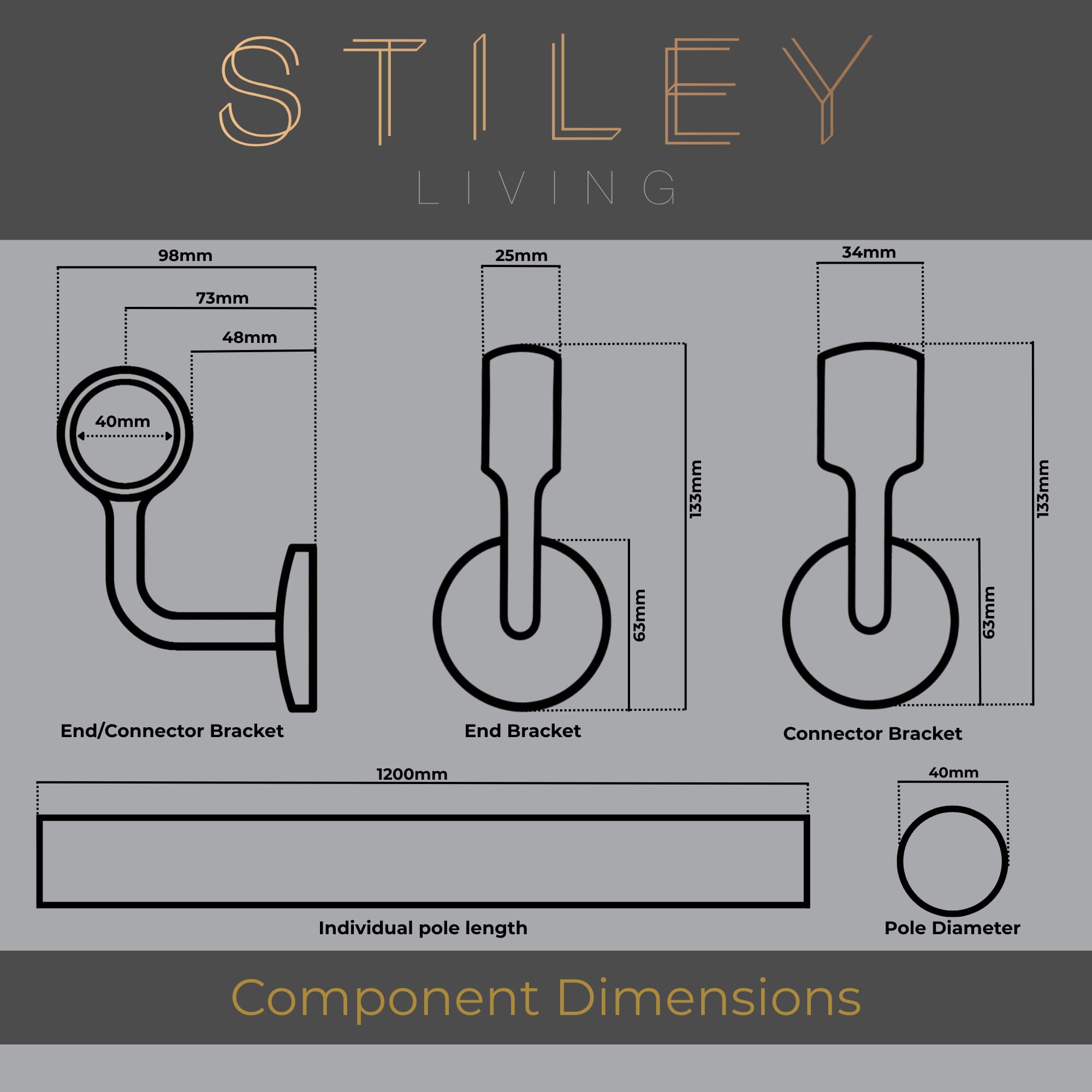 Kit corrimano per scale in ottone, sistema di binari per ringhiere da interni in metallo con staffe e fissaggi, facile da installare, 3,6 m