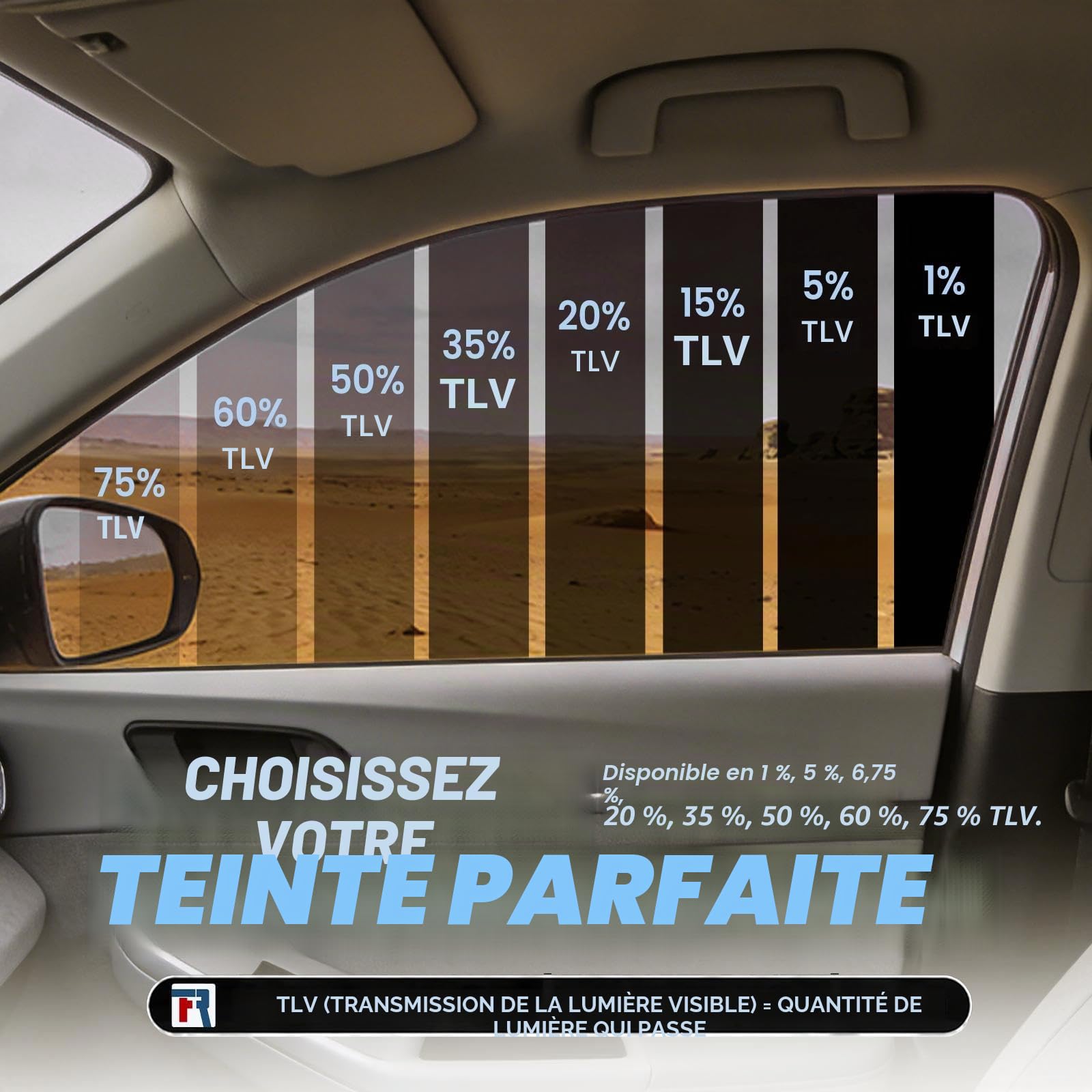 RockRose 35% TLV Film Solaire Carbone Voiture 60 cm x 6,0 m Double Couche Anthracite Intimité Discrète Anti-Chaleur et UV Auto-adhésif Thermoformable