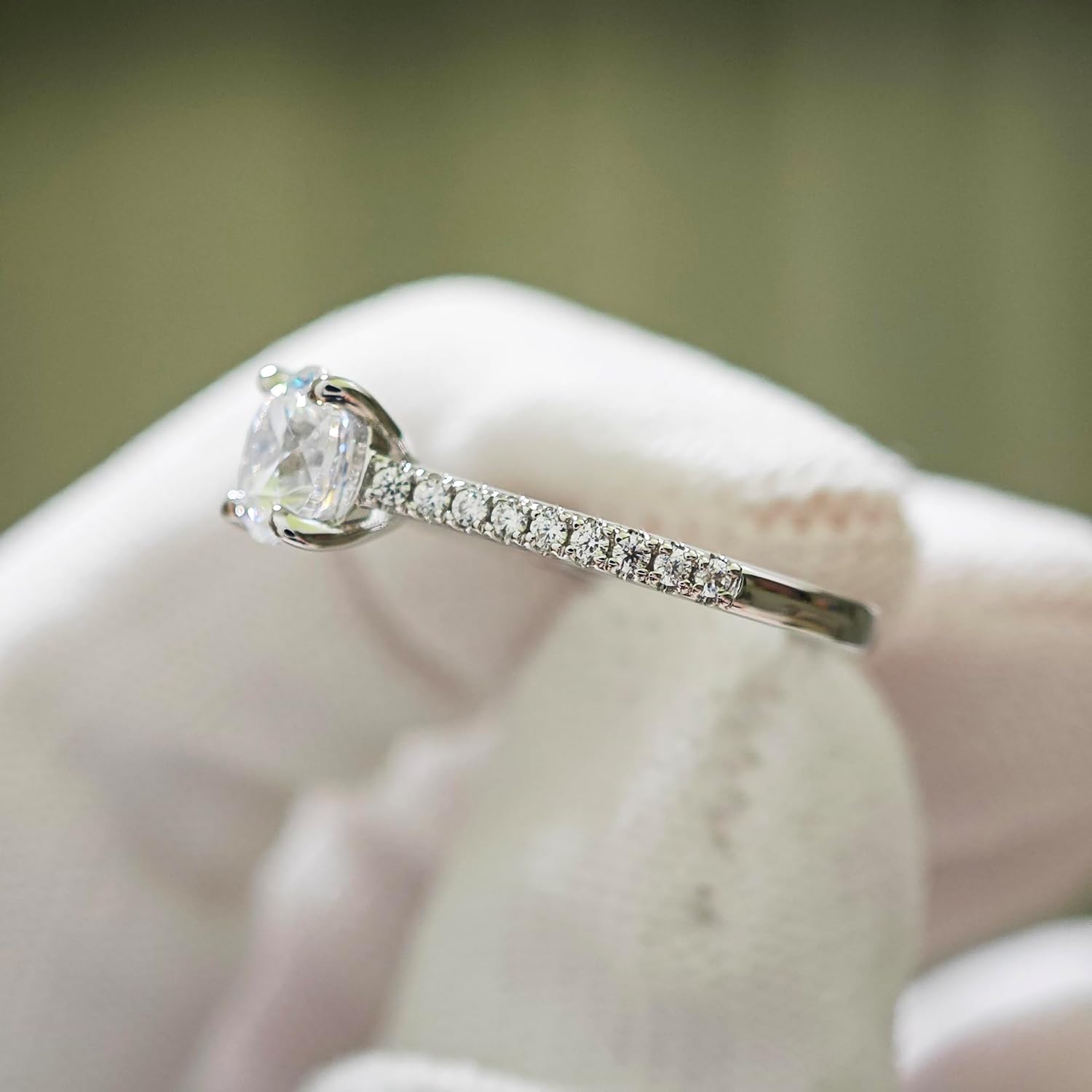 14K White Gold 1 Carat Round Cut Moissanite Rings 14K Gold Hidden Halo Engagement Ring 1CT Round Brilliant Cut Moissanite Engagement Ring