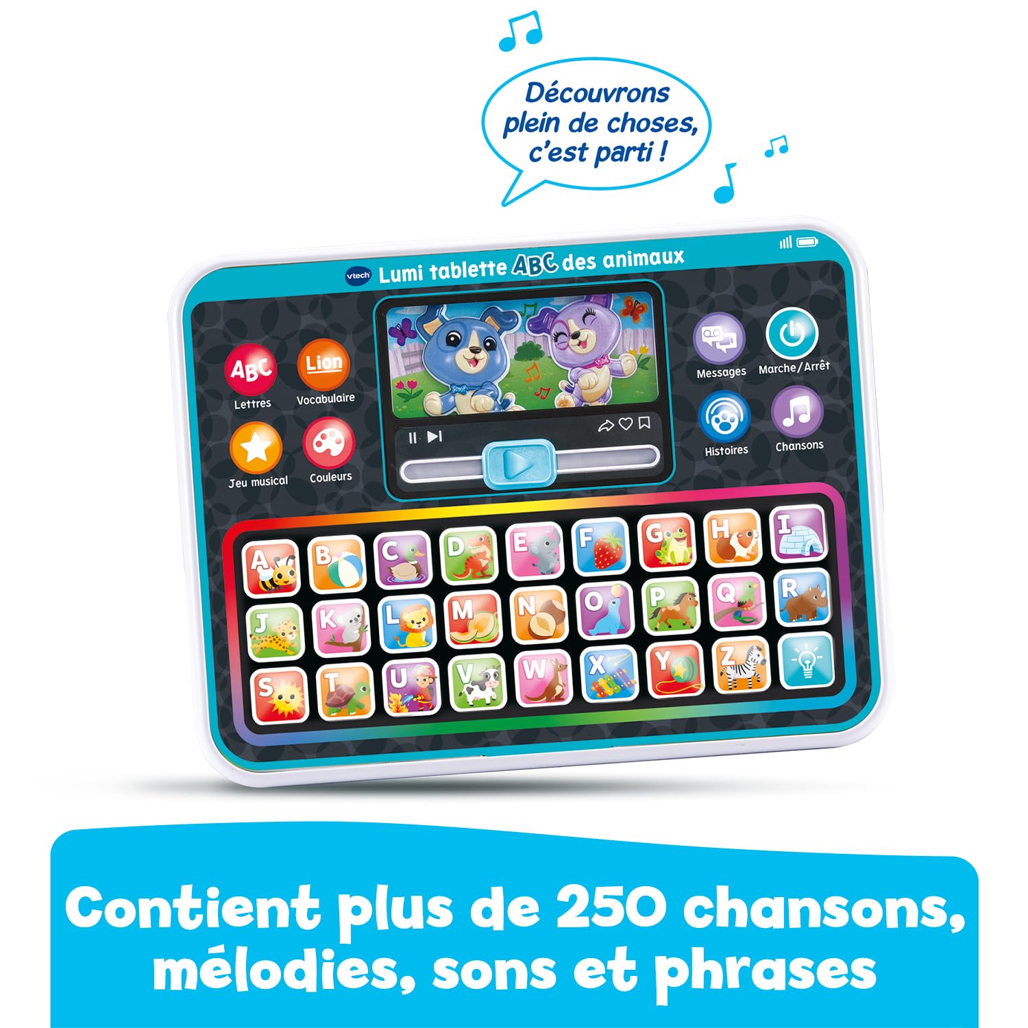 VTech Lumi Tablette ABC Des Animaux - Tablette éducative Lumineuse Pour Enfants Dès 1 An, Jeux Alphabet, Couleurs, Animaux, Chansons, Cadeau Garçon Fille