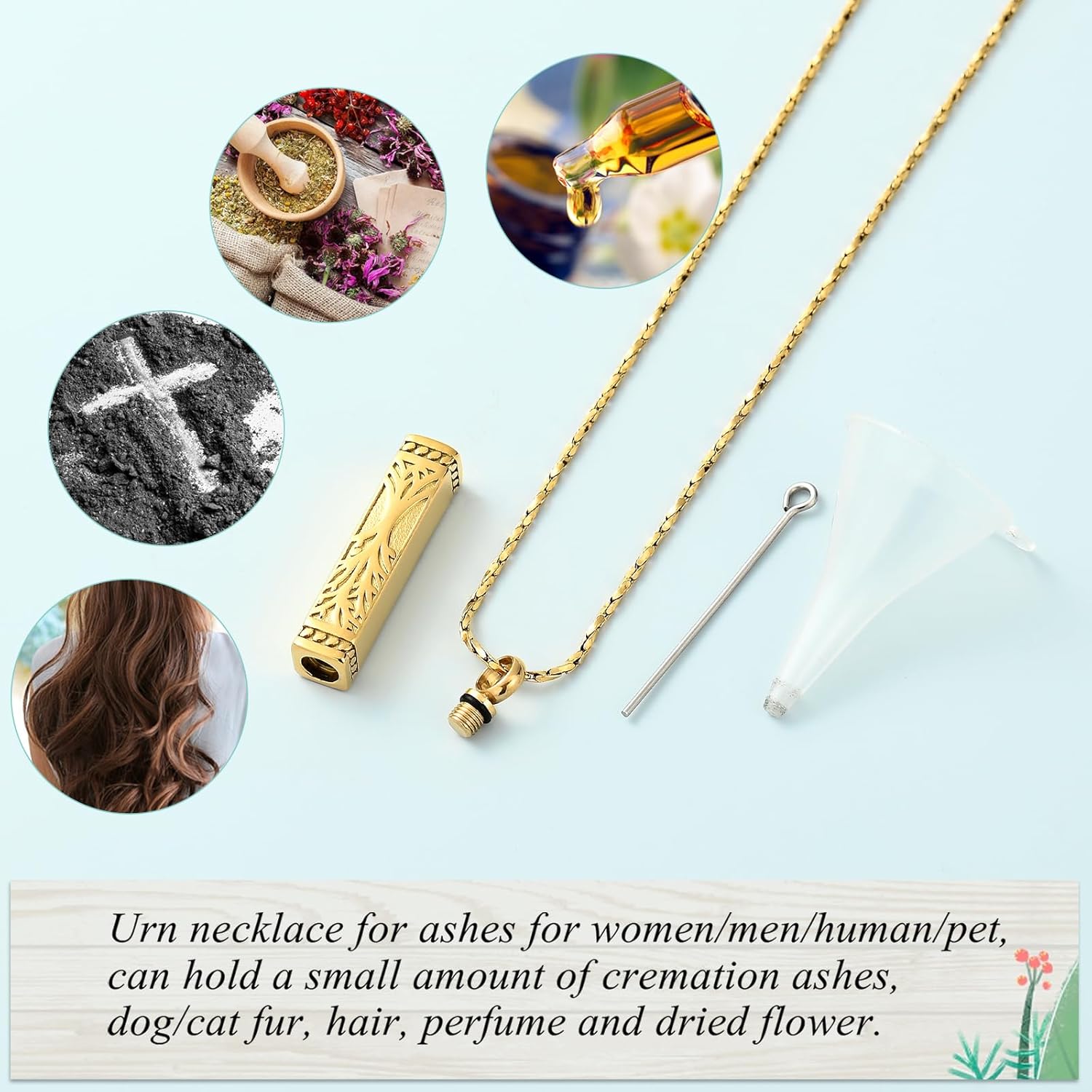 Imrsanl Tree of Life Urn Necklace for Men Women Bar Cremation Jewelry for Ashes Keepsake Ashes Necklace Pendent - Image 3