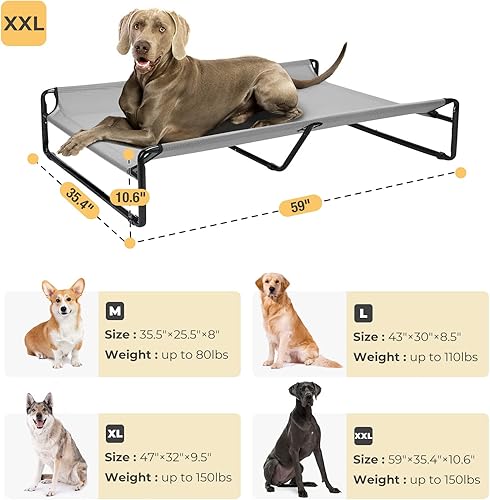 Miniatura 3 de Veehoo CWC2201 - Cama elevada y refrescante original para perros grandes, cama portátil para mascotas de pie con malla transpirable lavable, pies