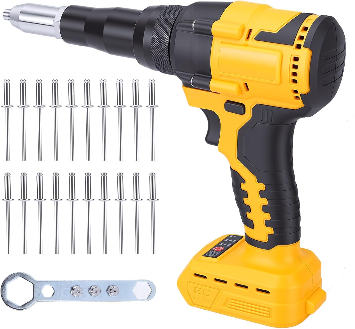 Cordless Rivet Gun 20V, Brushless Motor 2000lbs Riveting Force with 3 Nose Pieces (1/8, 5/32, 3/16), Professional Rivet Tool for DIY & Home Use,No Battery (Fit for De wa lt)