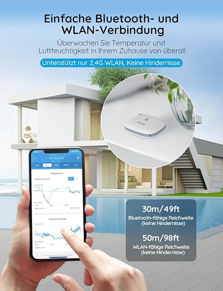 Govee WLAN Thermometer Hygrometer Innen, WiFi Thermo Hygrometer mit 50m WLAN-fähige Reichweite, App Benachrichtigung und Datenspeicherung, geeignet für Gewächshaus, Weinkeller, weiß (nur 2,4G WLAN) - 3