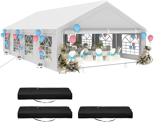 YITAHOME 20 x 30 pies para exteriores, resistente tienda de campaña para bodas, eventos de boda, toldo galvanizado mejorado con techo blanco grande,