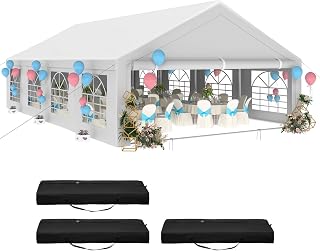 YITAHOME 20x30 ft Outdoor Heavy Duty Party Tent Wedding Event Shelters Upgraded Galvanized Canopy with Large White Roof, Removable PVC Sidewalls & 3 Storage Bags
