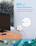 20 Barres de puissance Ft avec protecteur de surpression, cordon d'extension intérieur avec 8 Sorties 4 USB Ports(2 USB C), barre d'alimentation à prise plate, 20 Ft long cordon d'alimentation tressé pour la maison, bureau, salle de dortoir Essentiels