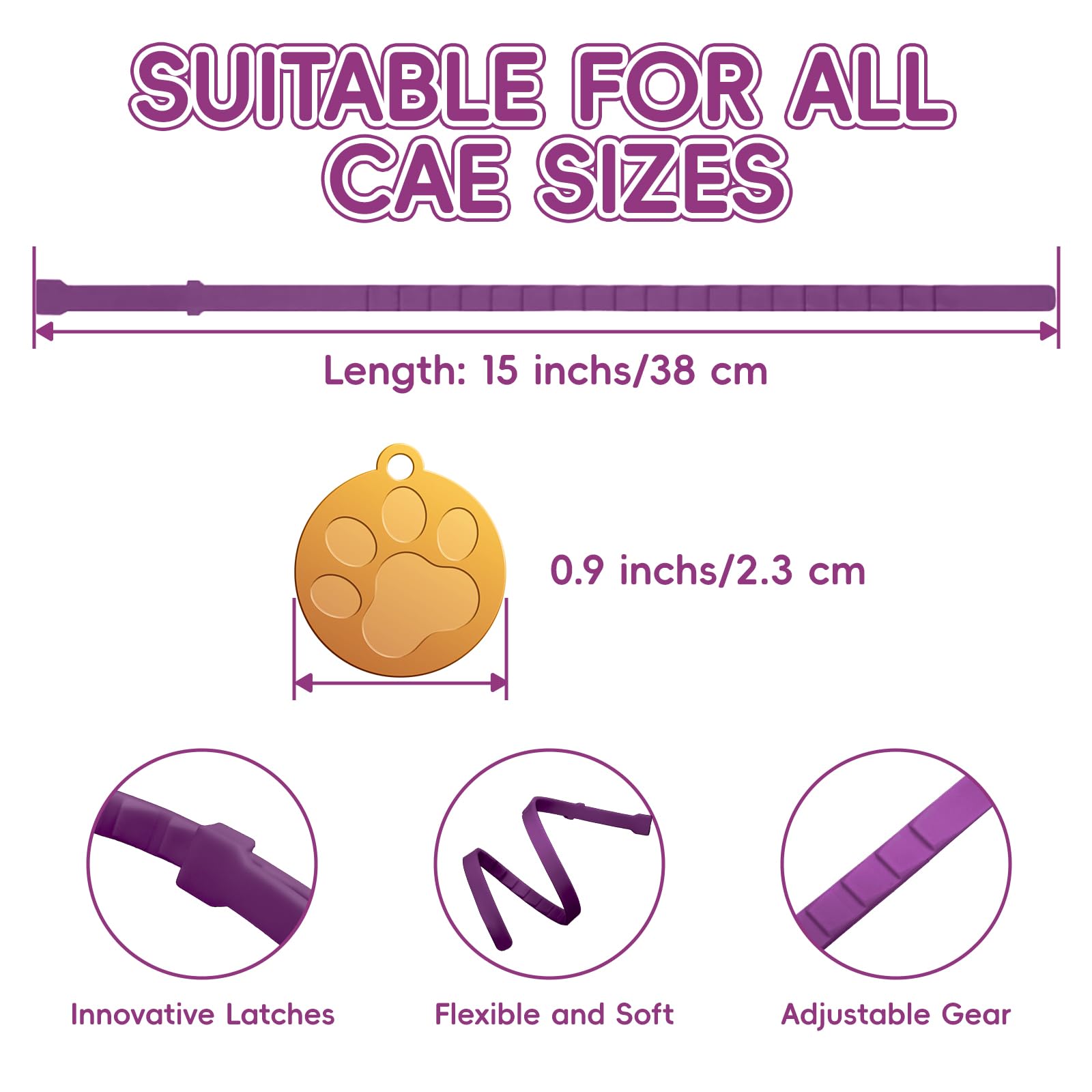 Calming Collars for Cats, 4 Packs Adjustable Calming Cat Collar with Pheromone Scent, with Yellow Gold Pendants, 120 Days Calm Relief for Anxious Cats, 15 Inch, Purple - image 5
